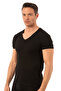 Özkan 0273 Men's 95% Cotton Lycra Single Jersey V-Neck Half Sleeve Flexible Comfortable T-Shirt Undershirt - 4