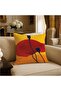 Set of 6 Double-Sided Digital Printed Throw Pillow Covers - Poppy Pattern with Yellow Background 43X43 cm - 2