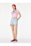 Regular Fit Mini Denim Shorts with Cotton Embroidery Detail