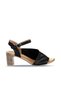 Shoes Black Leather Women's Heeled Sandals 01Wn1519