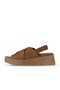 Brown Leather Women's Wedge Heel Pack Sandals 01Wy5901 - 3