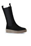 Black Suede Women's Flat Boots 01Wt3004 - 2