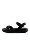 Black Leather Women's Wedge Heel Piece Set Sandals 01Wu4641 - 3