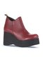 Burgundy Leather Women's Wedge Heeled Boots 01Wz8603 - 2