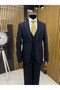 5 Button Flat Vest Suit Navy Blue - 2