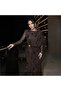 Imported Tulle Chiffon Fabric Flock Print Accessory Detailed Lined Slit-Slit Special Design Maxi Dress - 5
