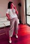 Women's Baggy Trousers – Milk Coffee Four Seasons Gabardine, Relaxed Fit, Elastic High Waist 4003 - 4