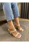 Eliz Cream 9 cm Goblet Heeled Women's Slippers