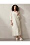 Women Cream Long Sleeves Knit Nightgown - 3