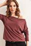 Women Dark Rose Dry Boat Neck Wool Viscose Draped Blouse Blz- 19002738 - 5