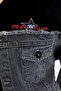 Women's Oversize Combed Cotton and Denim Garnished Jacket Zippered College Coat Printed Daily Use Denim Jacket - 4