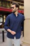 Navy Blue Basic 100% Cotton Long Sleeve Men's Shirt E6761 - 6