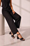 Genuine Leather Black Cross-Strapped Ankle Strap Heeled Women's Sandals - 4