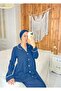 Hijab Boneli Navy Blue Color Long Sleeve Wide Fit Maternity Pajama Set - 3