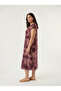 Women's Eggplant Purple Tie Dye Pattern Viscose V-Neck Midi Dress Plus Size Summer - 3