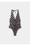 Polka Dot Patterned Halter Neck Swimsuit - 3