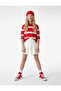 Cotton Long Sleeve Polo Neck Striped T-Shirt