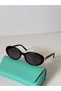 Niva Black Oval Sunglasses for Women, Uv Protection, Retro Vintage Design, Stylish Small Frame Glasses with Gold Detail - 5