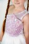 Single Sleeve, Bow Detail, Shimmering Sequin Crop Top and Colorful Elastic Waist Tulle Skirt Two-Piece Set - 4