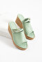 Women's Mint Green Light Cork Sole Buckle Wedge Heel Slippers 7 cm - 6