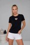 Slim Ribbed T-Shirt with Stone Heart Accessories on the Front of Crew Neck - 5