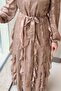 Self-Patterned Ruffled Evening Dress - 4