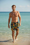 Men's Swim Shorts Front and Back, Zippered Pocket Pack, Quick-Drying Elastic Waist, Tie Straps, Beach Shorts-6021