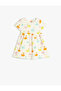 Dress Short Sleeve Crew Neck Cotton Swan Printed
