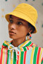 Yellow Cotton Bucket Hat Yellow Cotton Summer Solid Color Unisex Bucket Hat
