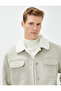 Suede Look Jacket Inside with Plush Pocket Detail and Snap Buttons - 3