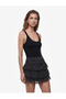 Slim Fit Belted Layered Voluminous Ruffled Polka Dot Tulle Mini Skirt - 2
