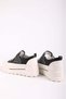 Women's Genuine Leather Padded Sole Hidden Heel Sneaker Black - 3