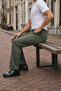 Men's Daily Basic Cotton Khaki Fabric Trousers - 4
