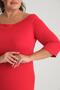Women's Red Boat Neck Three Quarter Sleeve Plus Size Stretchy Crepe Dress - 5