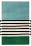 Mira 1189 Blue Green Striped Woven Base Carpet with Tassels on the Edges