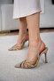 Denz Stoned Transparent Detailed Women's Beige Heeled Shoes - 3