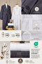 4 Piece Şalyaka Bathrobe Set 100% Certified Cotton, Towel Bathrobe Family Bathroom Set Anthracite White - 3