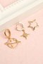 Women's Yellow Steel 3-Piece Earring Set - Planet Star Hoop Earrings - 5