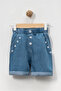 Girl's Floral Embroidered Comfortable Fit Summer Denim Fabric Shorts - 3