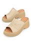, Women's Genuine Leather Heeled Slippers 161992Z64023 Beige - 7