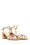 Women's Pink Ankle Buckle Stoned Thick Heeled Sandals 26Sfe3915Ts - 3