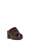 Women's Brown Thick Heeled Suede Leather Slippers 26Sfd240210 - 8
