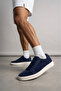 Men's Navy Blue Lace-Up Thick Sole Shoes Suede Leather Sneakers 26Sfd640410 - 2