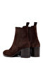 Women's Brown Thick Heeled Suede Leather Chelsea Boots 25Wfd183310 - 7