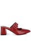 Women Croco Buckle Strap Detail Mules in Dark Red - 2