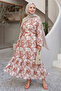 Palm Tree Pattern Salmon Viscose Dress
