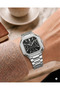 Men's Silver Metal Cord Square Case Black Dial Functional Wristwatch 2 Years Warranty - 2