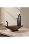 Kishtee Metal Wood Boat Human Decor Sculpture 28x9x20.5cm - Black