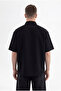 Men's Flamed Cotton Oversize Shirt Black - 3