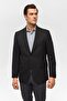 Black Regular Patterned Mono Collar 6 Drop Jacket
